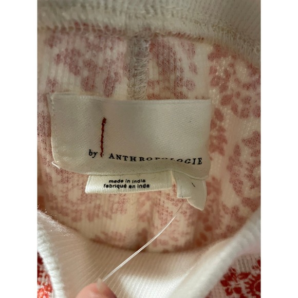 Anthropologie Red Floral Lounge Pants Joggers Size L - Picture 2 of 5